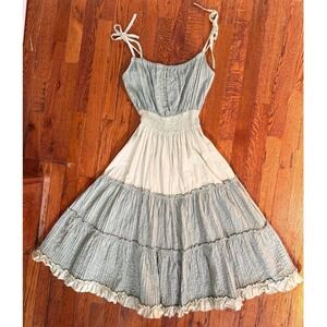 Vintage 1970s Georgia Charuhas Designer Mexican Sundress 70s‎ Boho OS S M L XL
